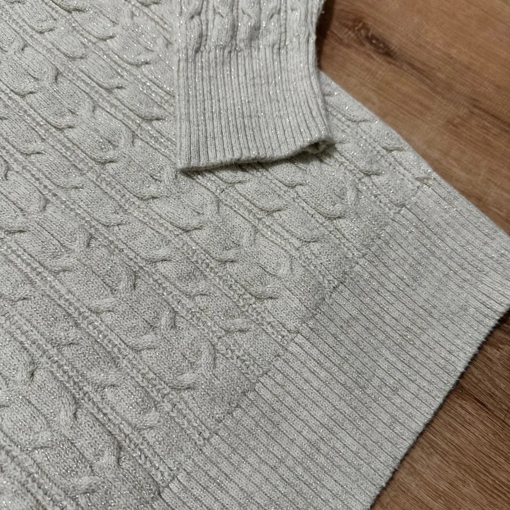 St. Johns Bay | Women's Cotton Blend Sparkle Cable Knit Ribbed VNeck Sweater, 2X